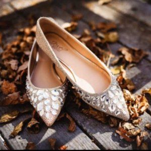 Badgley Mischka Gold and Silver Embellished Flats